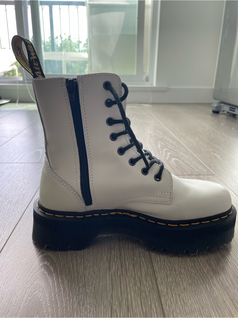Dr. Martens White Leather Jadon Platform Lace-Up Boot - Picture 4 of 9